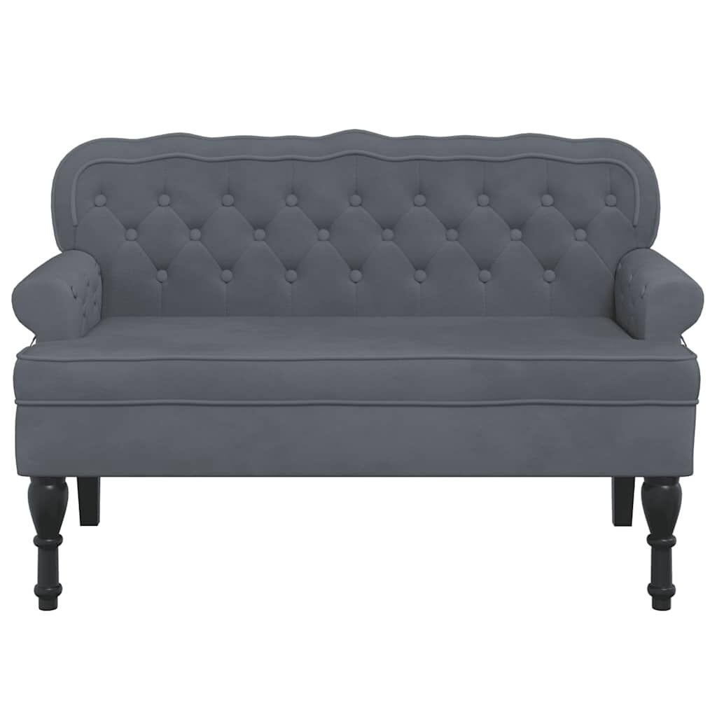 Donkergrijs Velours Bankje met Rugleuning 119,5 cm - 35% Korting