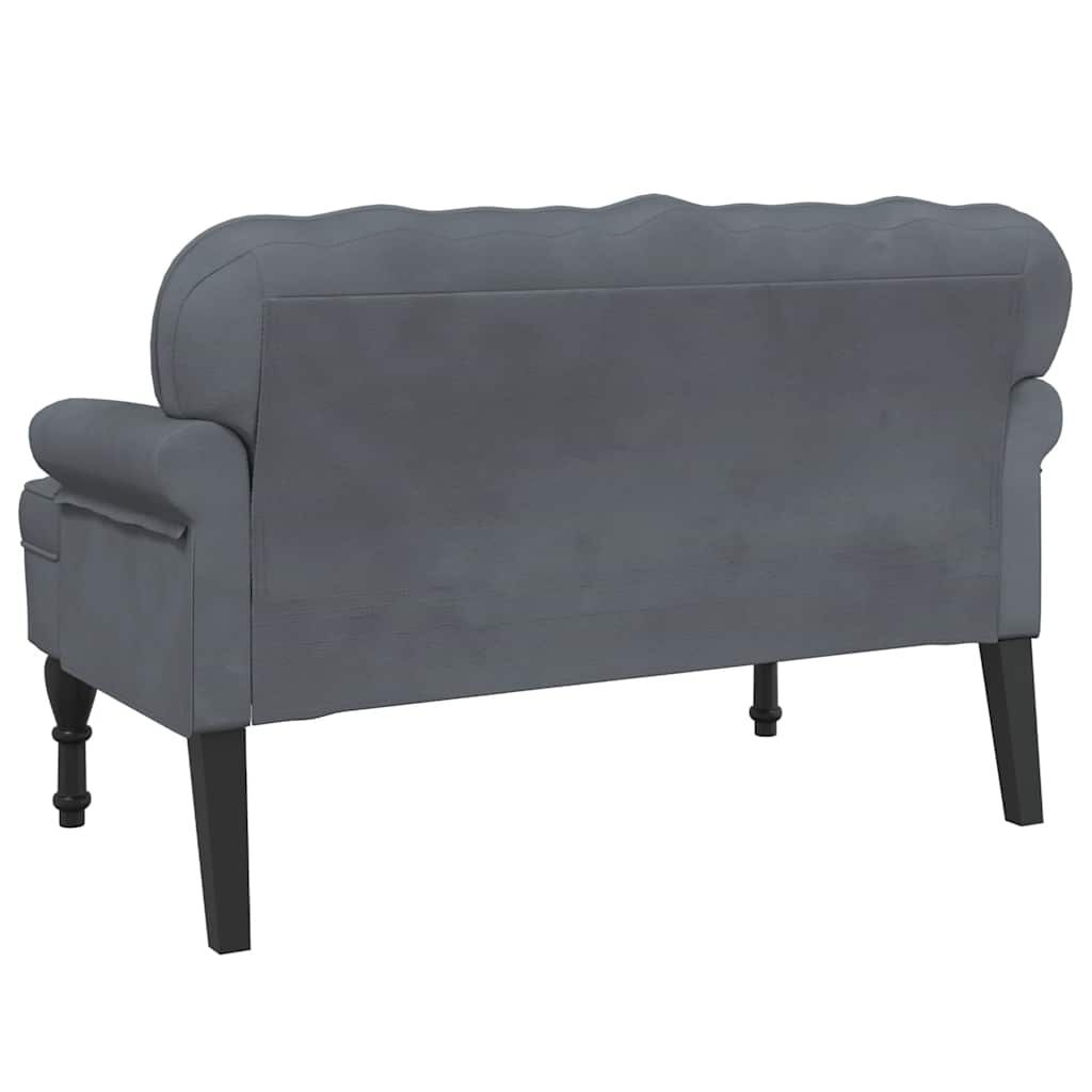 Donkergrijs Velours Bankje met Rugleuning 119,5 cm - 35% Korting