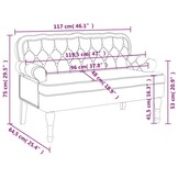 Donkergrijs Velours Bankje met Rugleuning 119,5 cm - 35% Korting