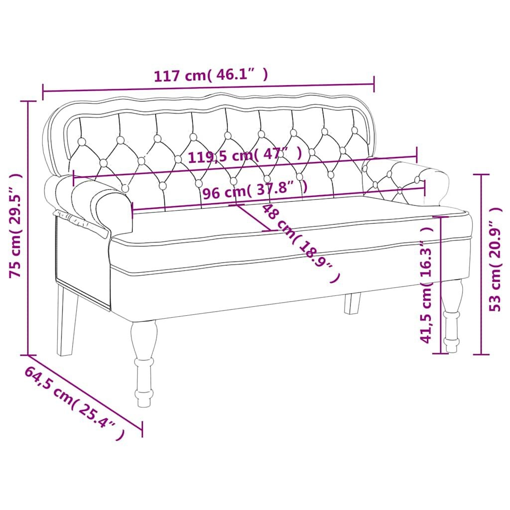 Donkergrijs Velours Bankje met Rugleuning 119,5 cm - 35% Korting