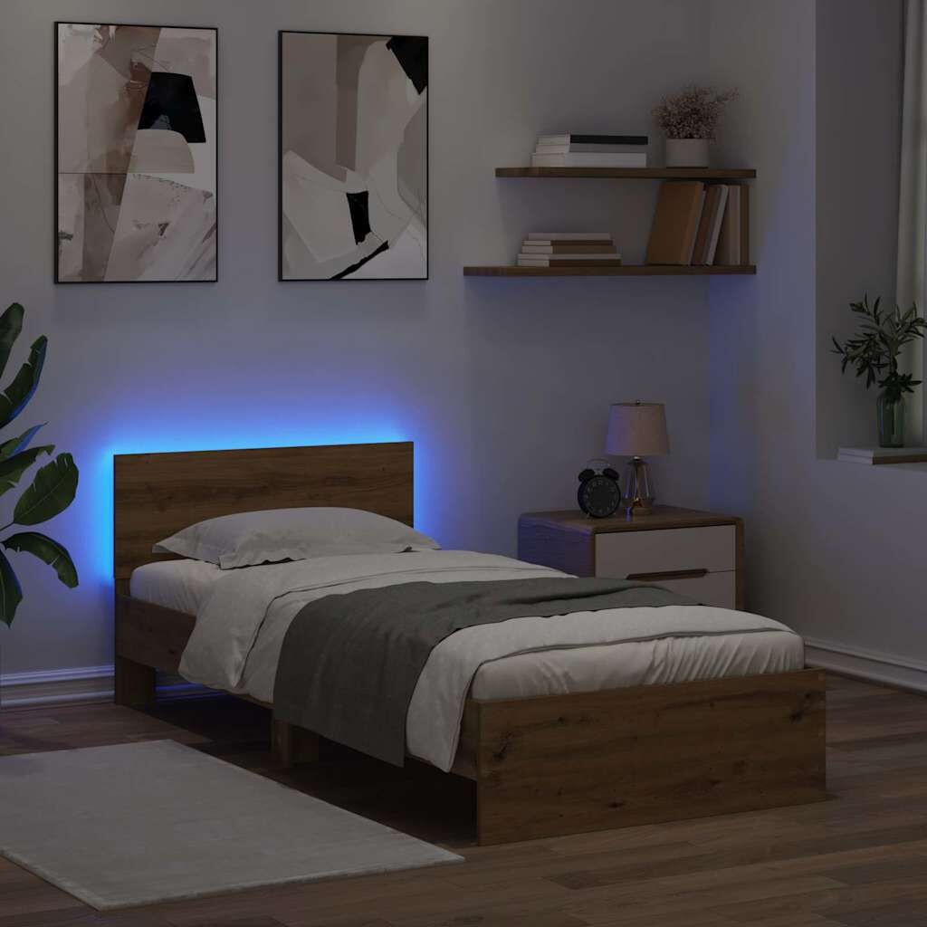 vidaXL Bedframe Artisan Eiken 90x190 cm - 54% Korting