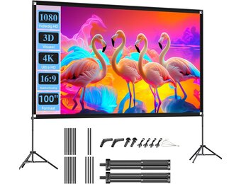 Draagbaar Projectiescherm 100" 16:9 4K HD met Statief - 34% Korting