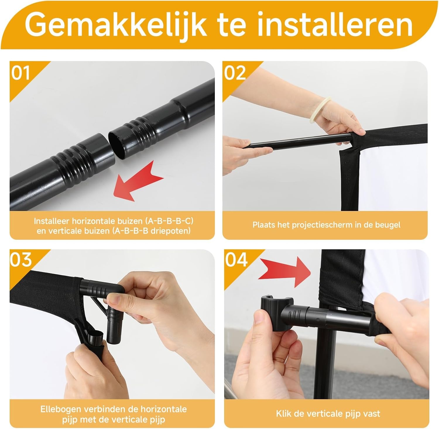 Draagbaar Projectiescherm 100" 16:9 4K HD met Statief - 34% Korting