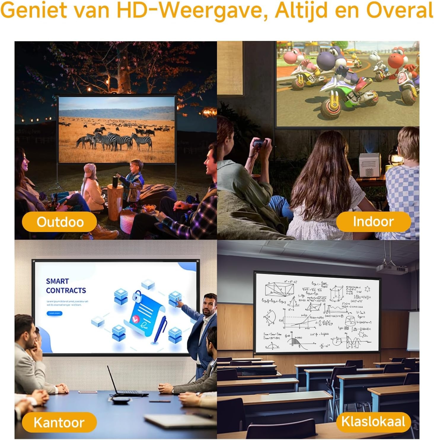 Draagbaar Projectiescherm 100" 16:9 4K HD met Statief - 34% Korting