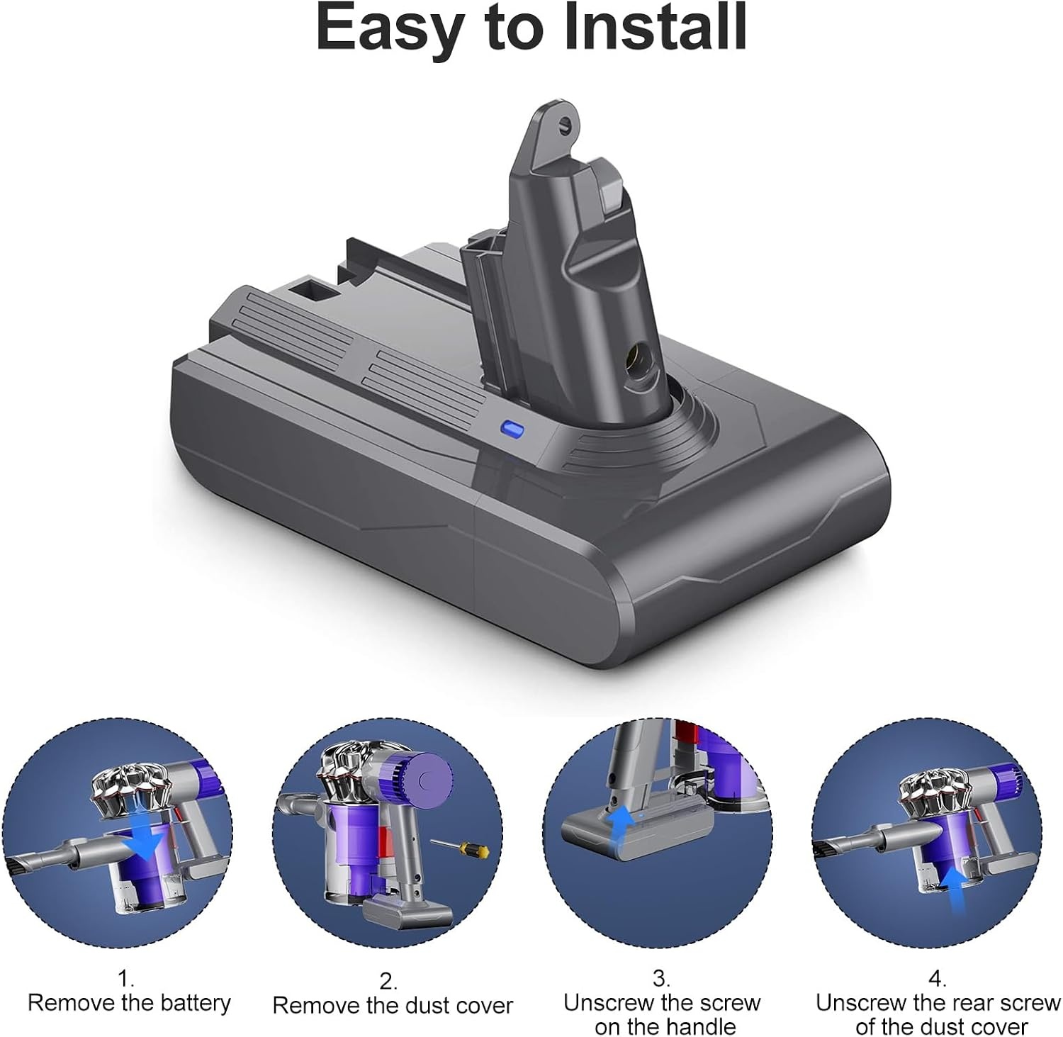 Stofzuigeraccu 6800 mAh voor Dyson V6 + 2 filters - 32% Korting