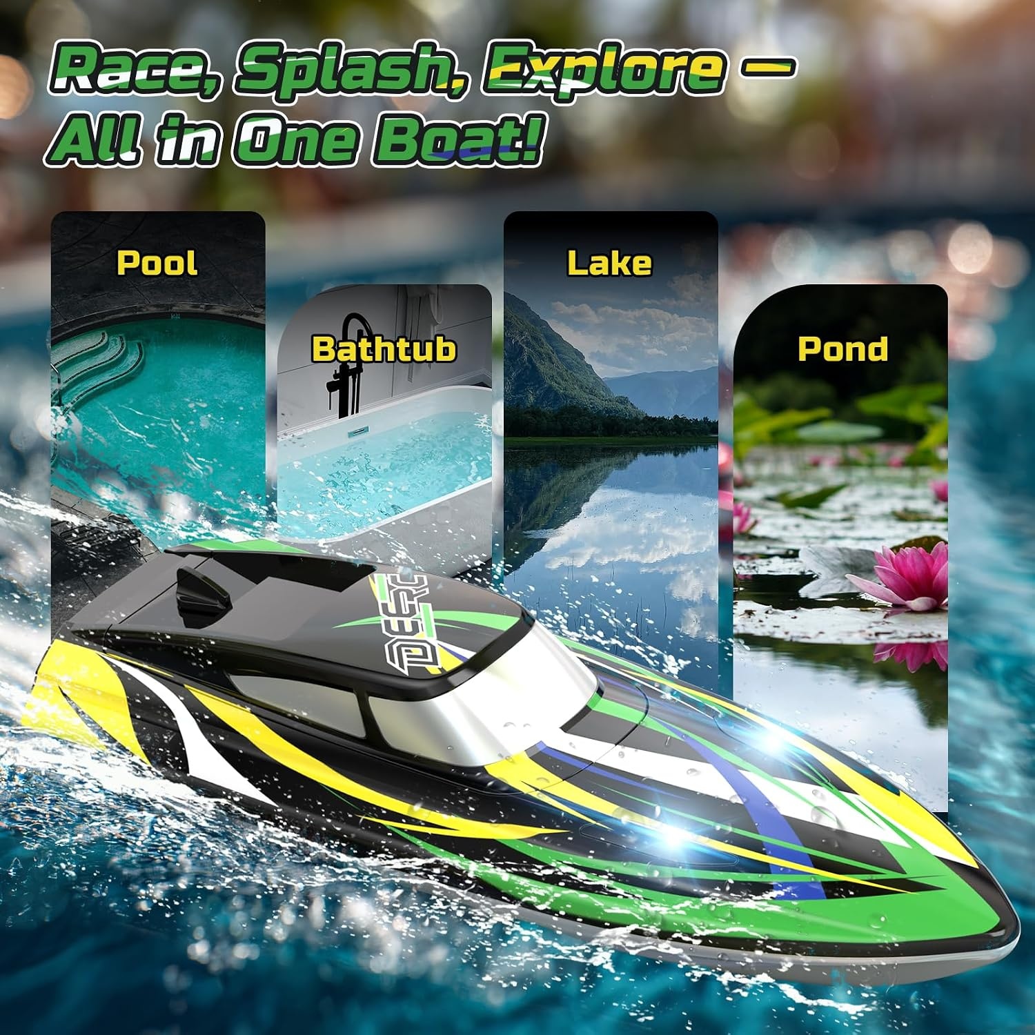 RC Speedboot Zwart 30 km/u - 34% Korting