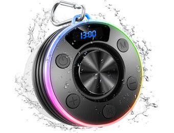 Waterdichte Douchespeaker Zwart 32% Korting | Bluetooth, Klok, RGB