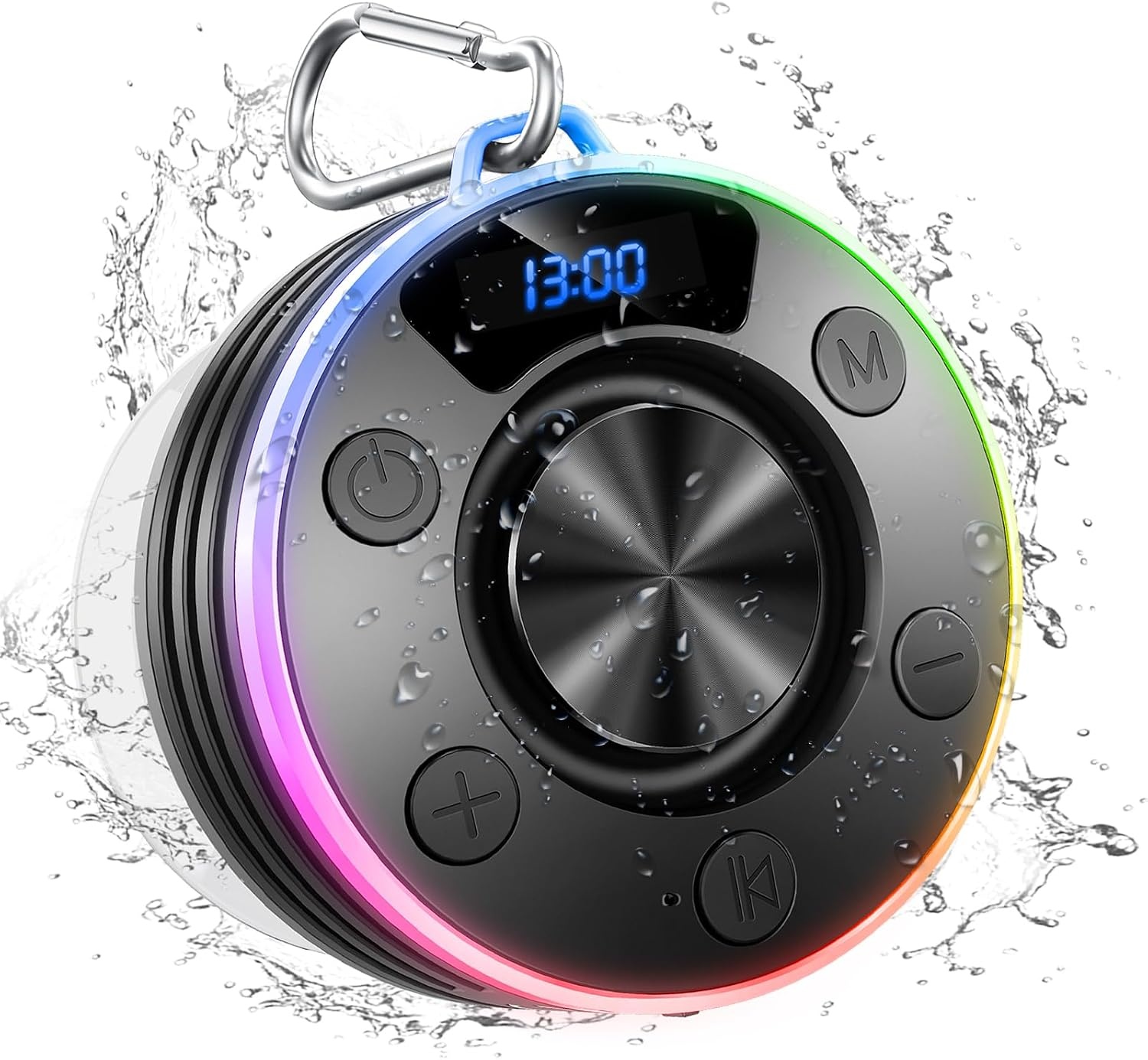 Waterdichte Douchespeaker Zwart 32% Korting | Bluetooth, Klok, RGB