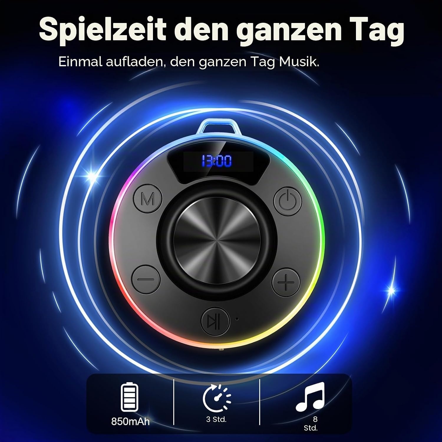 Waterdichte Douchespeaker Zwart 32% Korting | Bluetooth, Klok, RGB