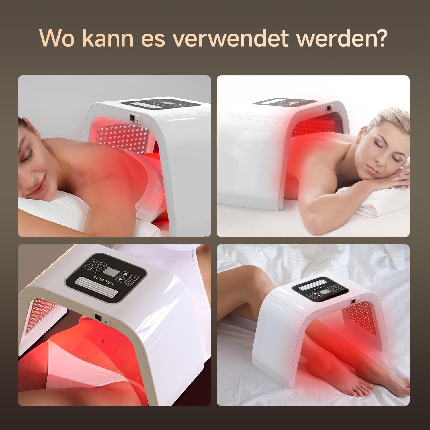 MEGELIN Led-lichttherapieapparaat met 8 kleuren, U-vormige infrarood roodlichtlamp voor gezicht, lichttherapie, led-gezichtsmasker, rug en lichaam