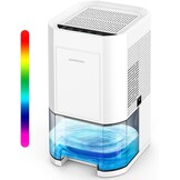 BOOHENKA Elektrische luchtontvochtiger voor thuis, 1200 ml, kleine ontvochtiger voor kelder, badkamer, 7 kleuren, lichtontvochtiger met timer, tegen vocht, nachtmodi