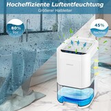 BOOHENKA Elektrische luchtontvochtiger voor thuis, 1200 ml, kleine ontvochtiger voor kelder, badkamer, 7 kleuren, lichtontvochtiger met timer, tegen vocht, nachtmodi
