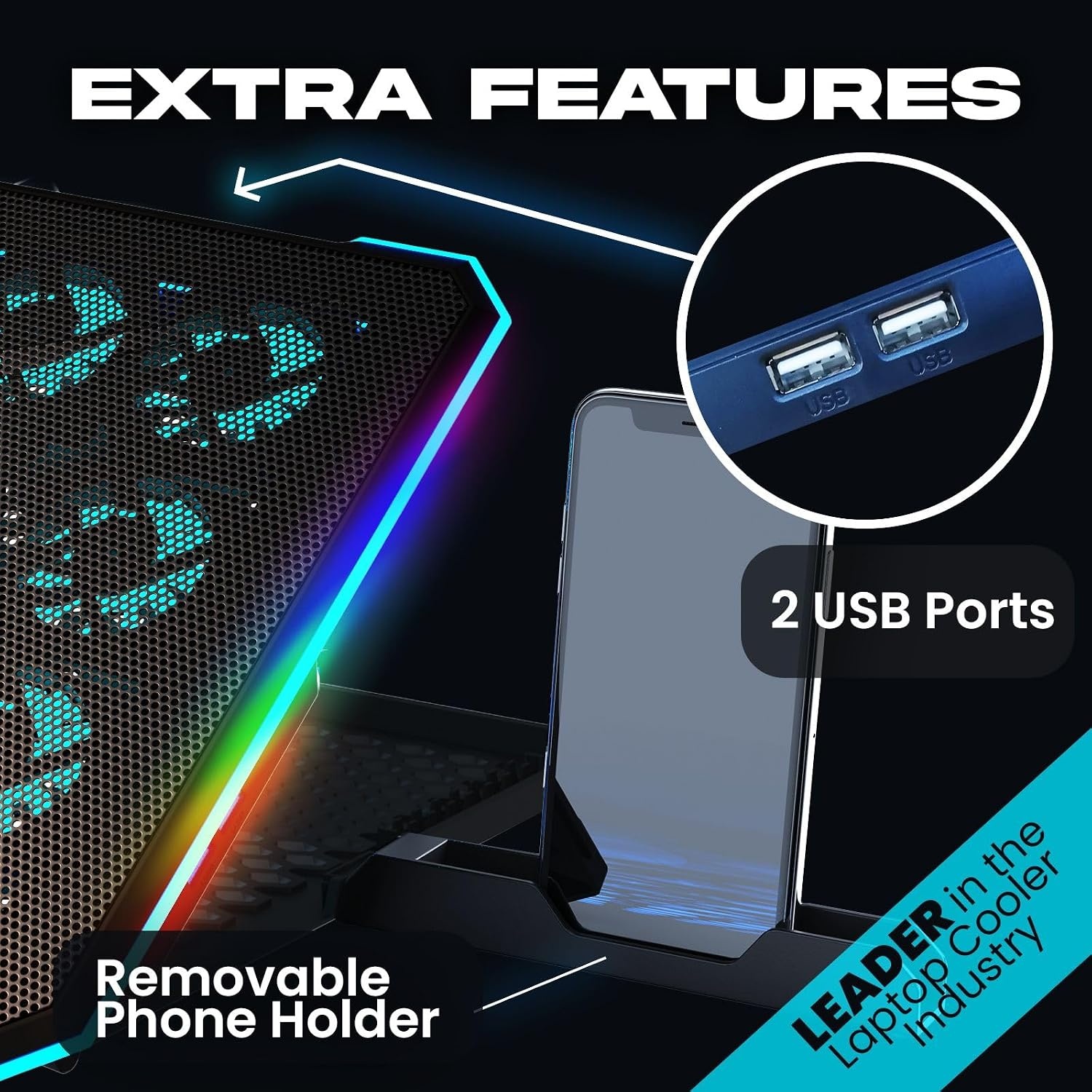 Glacier koelstandaard, 6 ventilatoren, RGB-verlichting, USB-voeding