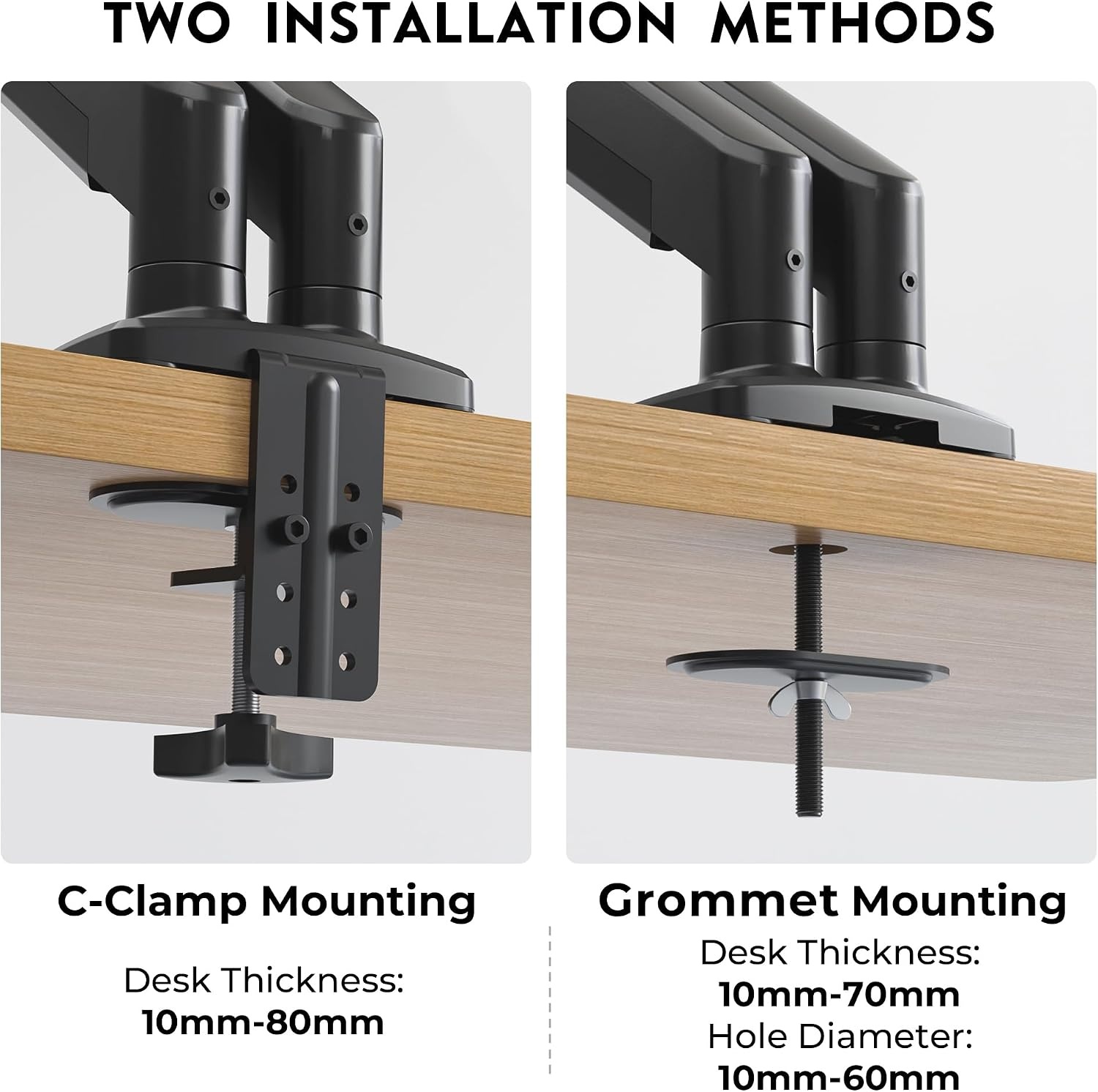 BONTEC Monitorhouder 2 monitoren voor 14 tot 34 inch beeldschermen, gasveer-monitorhouder, VESA 75/100, kantelbaar, zwenkbaar, 360° draaibaar, ergonomisch, kabelmanagement, voor thuiskantoor en gaming - Maat 14-34 Inch
