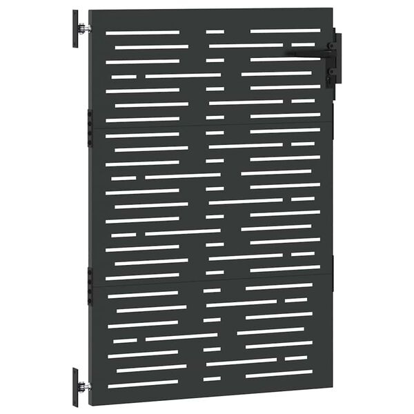 vidaXL Tuinpoort 85 x 125 cm Poedergecoat staal Zwart Vergrendelbaar