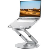 Staande laptopstandaard met 360° draaibare basis, hoge hoogte verstelbare computerstandaard, zit-stand riser, bevorder een gezonde houding, verminder nekpijn compatibel alle laptops 10-17"-zilver