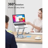 Staande laptopstandaard met 360° draaibare basis, hoge hoogte verstelbare computerstandaard, zit-stand riser, bevorder een gezonde houding, verminder nekpijn compatibel alle laptops 10-17"-zilver