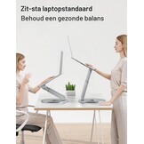 Staande laptopstandaard met 360° draaibare basis, hoge hoogte verstelbare computerstandaard, zit-stand riser, bevorder een gezonde houding, verminder nekpijn compatibel alle laptops 10-17"-zilver