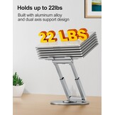 Staande laptopstandaard met 360° draaibare basis, hoge hoogte verstelbare computerstandaard, zit-stand riser, bevorder een gezonde houding, verminder nekpijn compatibel alle laptops 10-17"-zilver