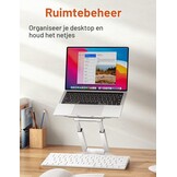 Staande laptopstandaard met 360° draaibare basis, hoge hoogte verstelbare computerstandaard, zit-stand riser, bevorder een gezonde houding, verminder nekpijn compatibel alle laptops 10-17"-zilver
