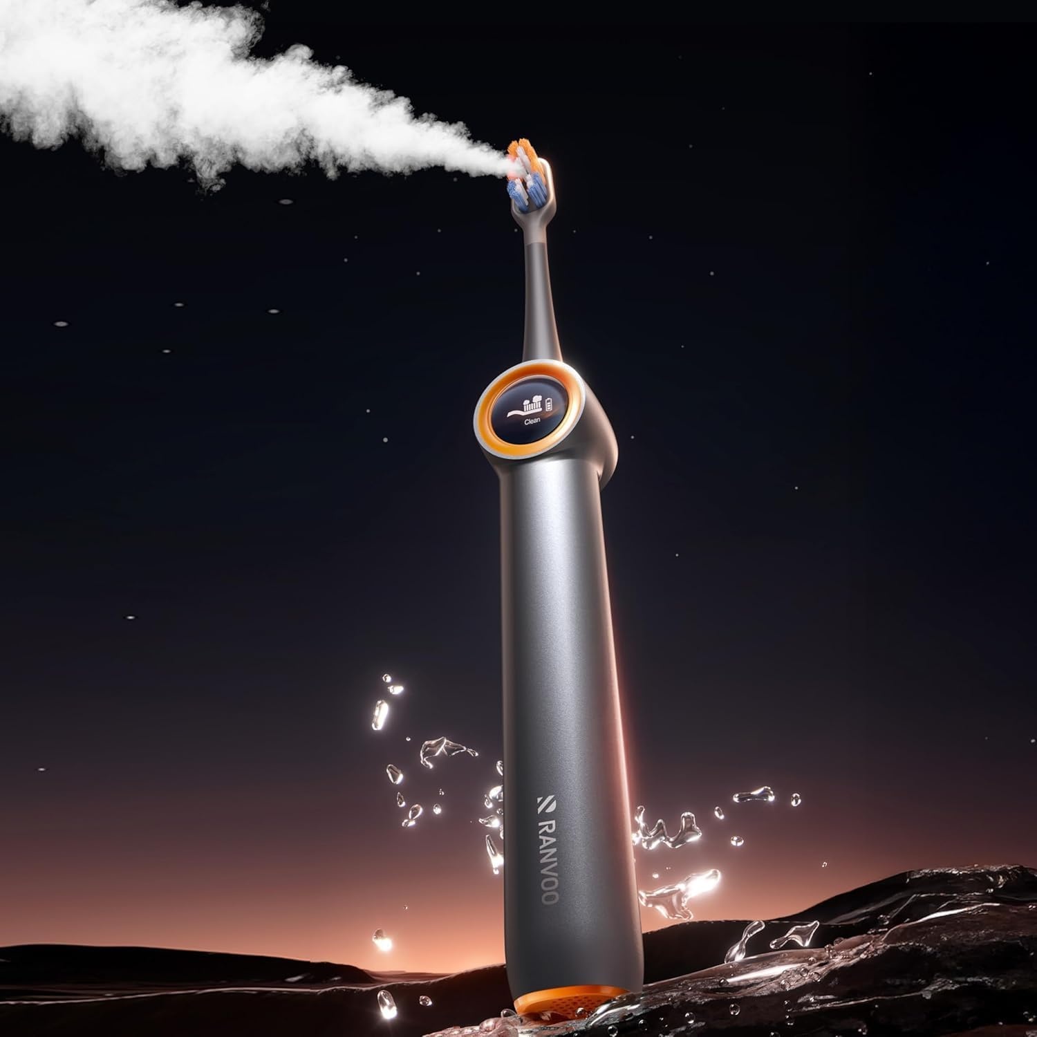 RANVOO [No.1 Clean & Whitening] Bubble Sound elektrische tandenborstel [100% plaque verwijdering] 60 dagen batterij, tandvleesbescherming, 3 modi, timer, reisslot, oplaadbaar, houder, stergrijs