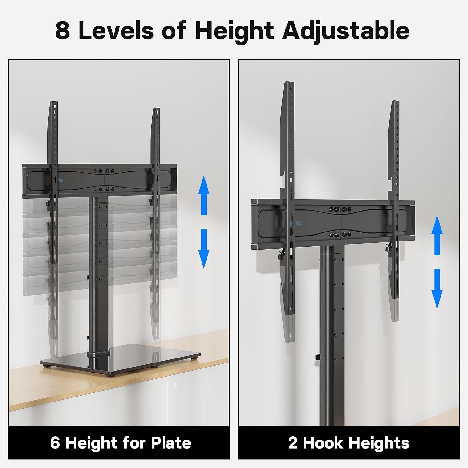 BONTEC Universele TV Standaard 32-65 inch - In hoogte verstelbaar - Gehard glas - Zwart