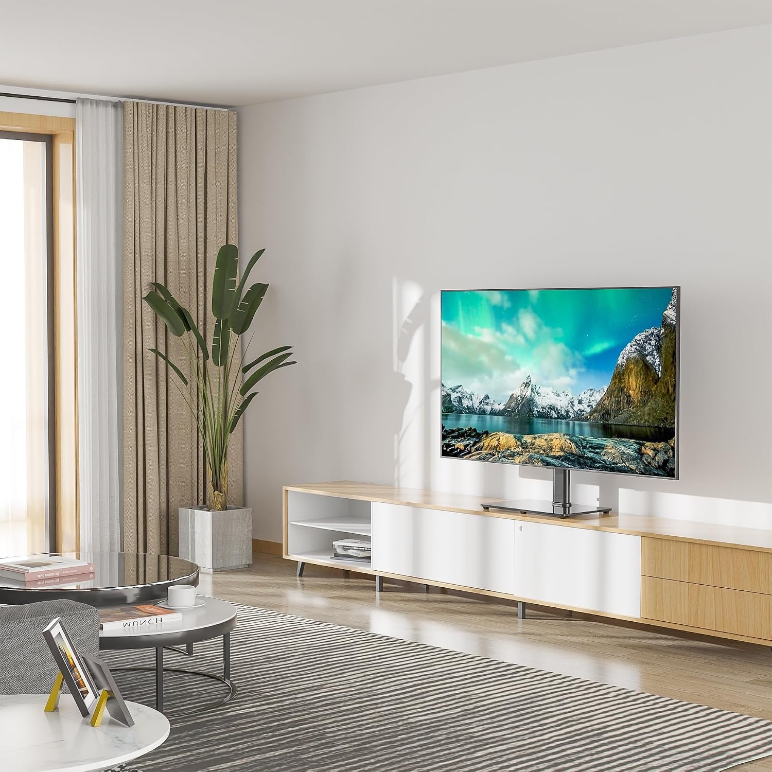 BONTEC Universele TV Standaard 32-65 inch - In hoogte verstelbaar - Gehard glas - Zwart
