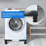 Waswagen met 4 poten, in hoogte verstelbaar van 10 tot 12,5 cm, waswagen met maximale belasting van 200 kg, trillingsdempende basis voor wasmachine, koelkast, zwart