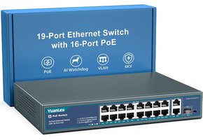 16-poorts PoE+ Switch 250W met 2x Gigabit Uplink & SFP - Nu 34% Korting!