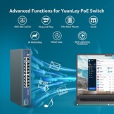YuanLey 16-poorts PoE-switch met 2 Gigabit Ethernet-uplink, 1 SFP-poort, 250 W PoE+-poortondersteuning 802.3af/at, onbeheerde netwerkswitch met AI Watchdog, VLAN, 6KV-bescherming, Plug and Play in rek