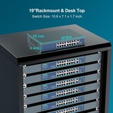 YuanLey 16-poorts PoE-switch met 2 Gigabit Ethernet-uplink, 1 SFP-poort, 250 W PoE+-poortondersteuning 802.3af/at, onbeheerde netwerkswitch met AI Watchdog, VLAN, 6KV-bescherming, Plug and Play in rek