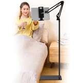 SAMHOUSING Tablet vloerstandaard, verstelbare universele 360-graden draaibare metalen tablethouder, telefoonstandaard voor iPad/iPhoneX/iPad Pro of andere 4,5~12,9-inch apparaten (zwart)