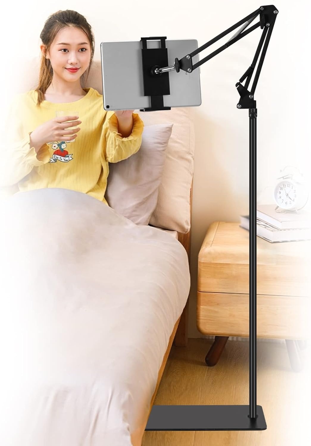 SAMHOUSING Tablet vloerstandaard, verstelbare universele 360-graden draaibare metalen tablethouder, telefoonstandaard voor iPad/iPhoneX/iPad Pro of andere 4,5~12,9-inch apparaten (zwart)