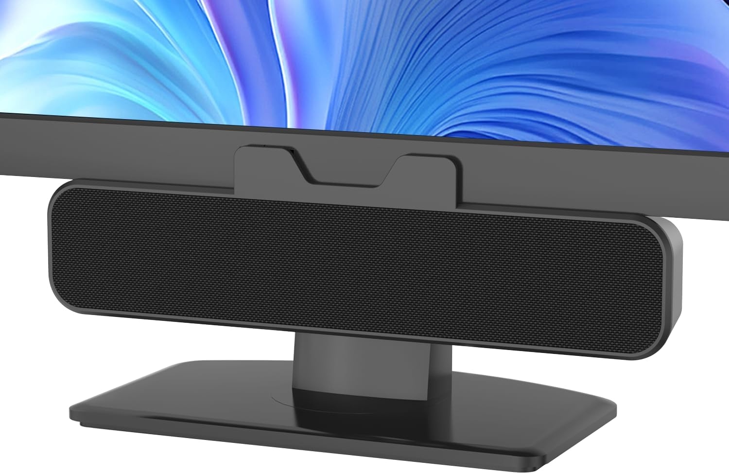 INGA Computerluidsprekers, USB-plug-and-play-desktopluidsprekers, bedrade computersoundbar voor gaming/vergaderingen, eenvoudig klemmen om te monitoren, compatibel met pc, Mac, laptop 10 W