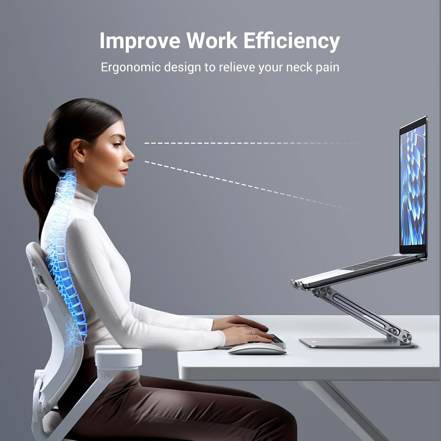 Laptopstandaard voor Bureau Aluminium Verstelbare Laptophouder, Ergonomische Laptopverhoger met Hitteventilatie Compatibel met MacBook Pro Air Dell Chromebook HP Notebook tot 17,3 Inch