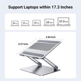 Laptopstandaard voor Bureau Aluminium Verstelbare Laptophouder, Ergonomische Laptopverhoger met Hitteventilatie Compatibel met MacBook Pro Air Dell Chromebook HP Notebook tot 17,3 Inch
