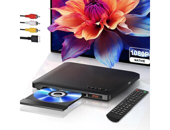 Maite Dvd-speler, ultradun, voor tv, regiovrij, HDMI RCA-aansluiting, HD 1080P, USB-ingang, foutcorrectie, inclusief HDMI RCA-kabel en afstandsbediening