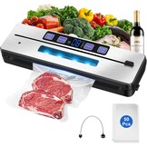 Vacuümmachine, 7-in-1 vacuümmachine voor levensmiddelen, met dubbele lasnaad, folielasapparaat met 50 vacuümzakken, professioneel met cutter en digitaal aftellen