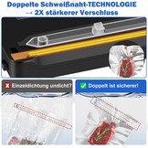 Vacuümmachine, 7-in-1 vacuümmachine voor levensmiddelen, met dubbele lasnaad, folielasapparaat met 50 vacuümzakken, professioneel met cutter en digitaal aftellen