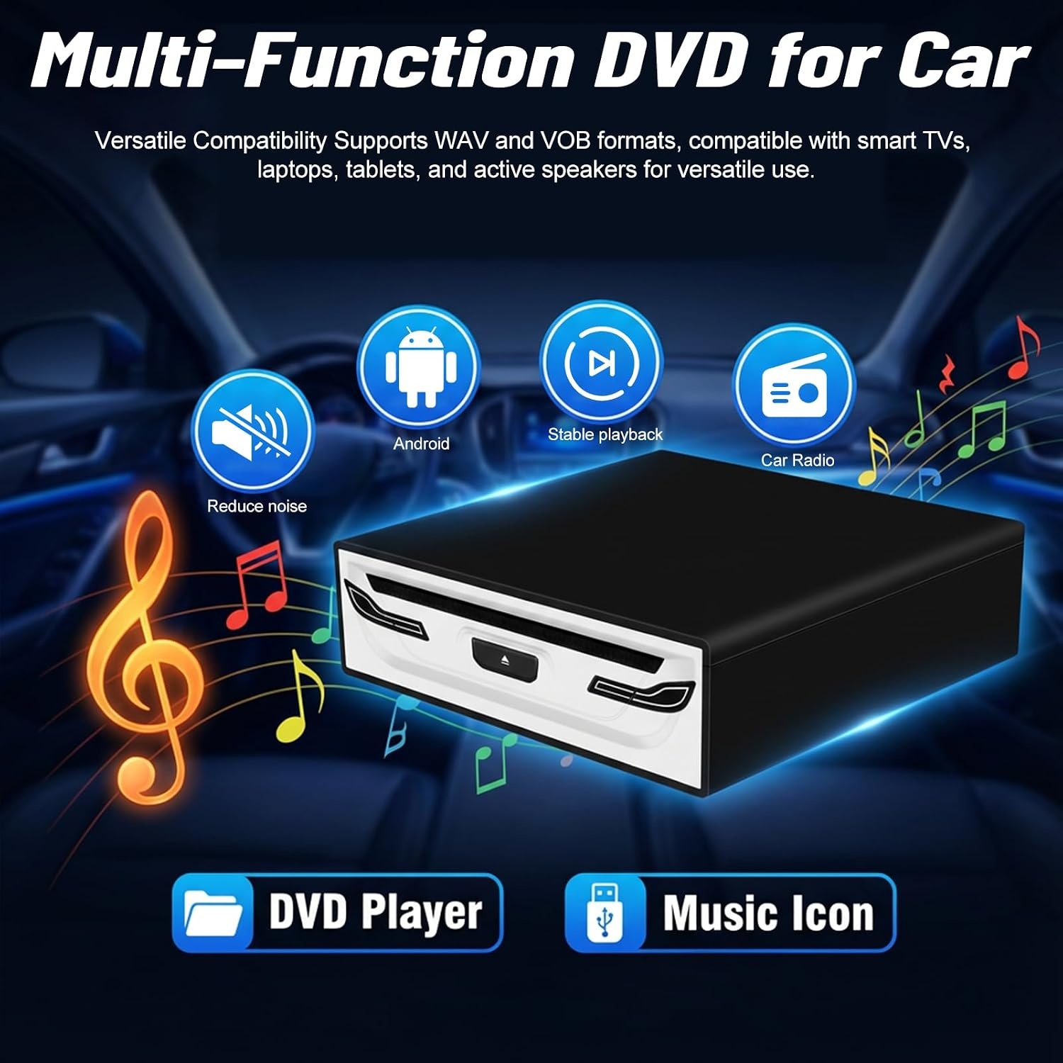 NHOPEEW Externe USB-cd/dvd-speler voor auto, laptop en smart-tv