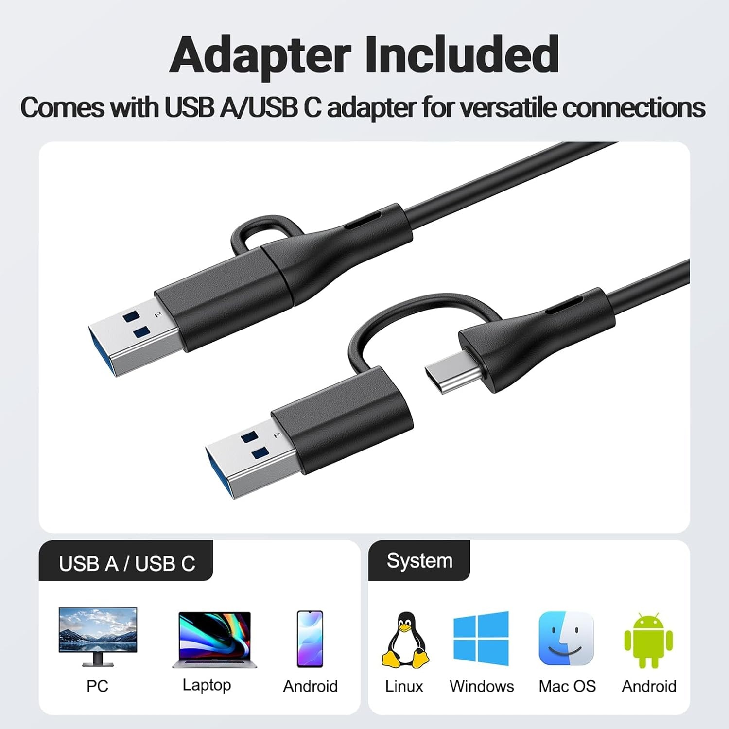 INGA USB-luidspreker voor computermonitor, laptop, soundbar voor desktopmonitor, USB-C naar USB-luidspreker voor pc, laptop en Mac (zwart)