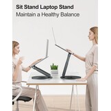 Staande laptopstandaard met 360 ° draaibare basis, hoge hoogte verstelbare computerstandaard, zitten om te staan riser, bevorder een gezonde houding, verminderen nekpijn