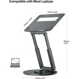 Staande laptopstandaard met 360 ° draaibare basis, hoge hoogte verstelbare computerstandaard, zitten om te staan riser, bevorder een gezonde houding, verminderen nekpijn
