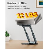 Staande laptopstandaard met 360 ° draaibare basis, hoge hoogte verstelbare computerstandaard, zitten om te staan riser, bevorder een gezonde houding, verminderen nekpijn