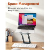 Staande laptopstandaard met 360 ° draaibare basis, hoge hoogte verstelbare computerstandaard, zitten om te staan riser, bevorder een gezonde houding, verminderen nekpijn
