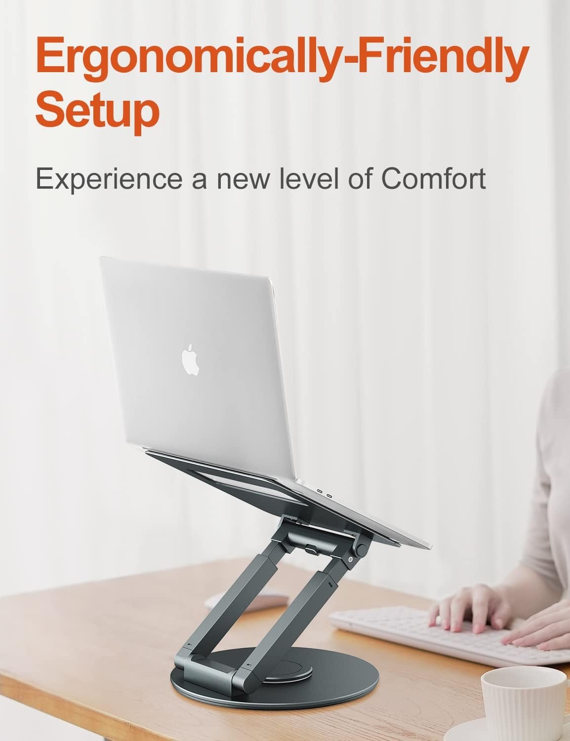 Staande laptopstandaard met 360 ° draaibare basis, hoge hoogte verstelbare computerstandaard, zitten om te staan riser, bevorder een gezonde houding, verminderen nekpijn