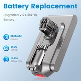 Click-In-Type 3900mAh V12 batterij voor Dyson, ASUNCELL 25,2V vervangende batterij voor V12 Detect Absolute, Detect Slim, Detect Fluffy SV46 handheld accustofzuiger, onderdeelnummer 965470-01