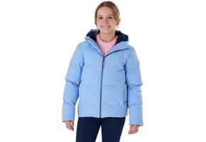 Meisjes Winterjas Gewatteerd Zwart-Blauw met Capuchon - 29% Korting!