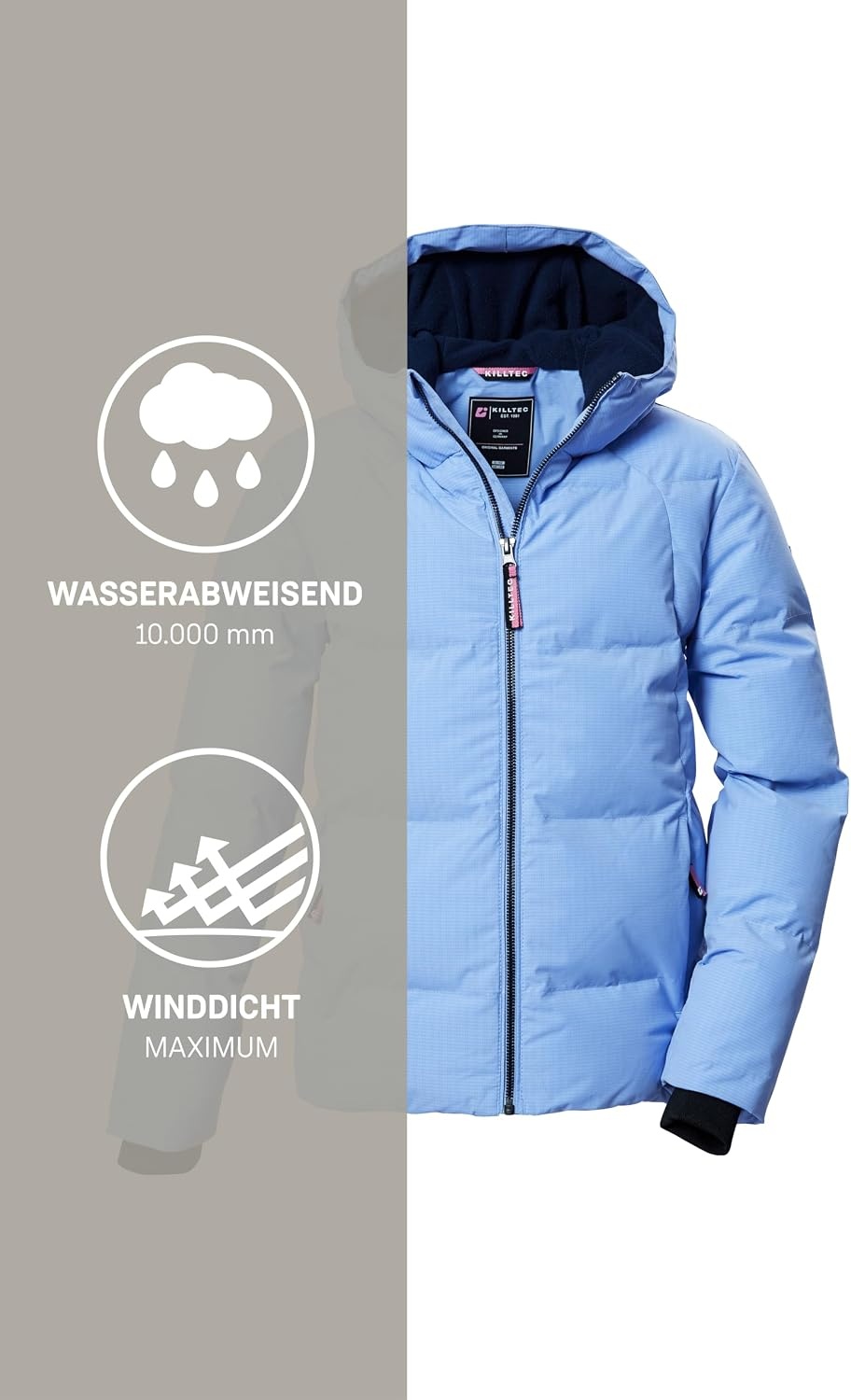 Killtec Meisjes Gewatteerde Winterjas met Capuchon Zwart-Blauw