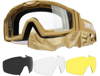 Airsoft Tactische Veiligheidsbril met 3 Verwisselbare Lenzen | CE EN166 & ANSI Z87.1 | voor Paintball, Jacht, CS, Fietsen & Outdoor